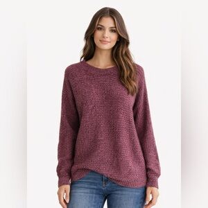 Pink Rose Burgundy Pink Crew Neck Sweater